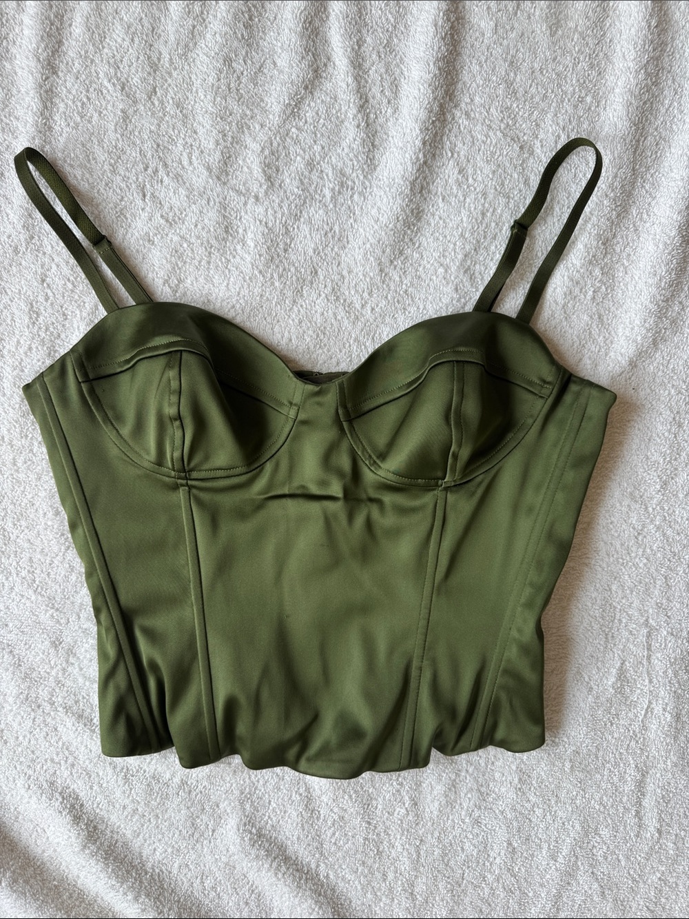 Wilfred Olive Green Structured Bustier Top with Adjustable Straps